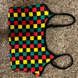 Checkered crop top cami